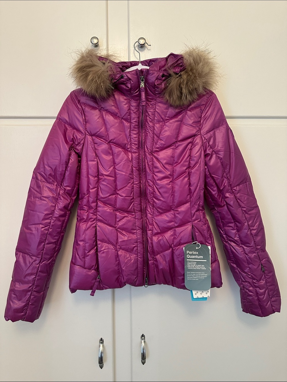 NWT MeCo Purple Ski Jacket Erin DownStar Collection Removable Fur Trim